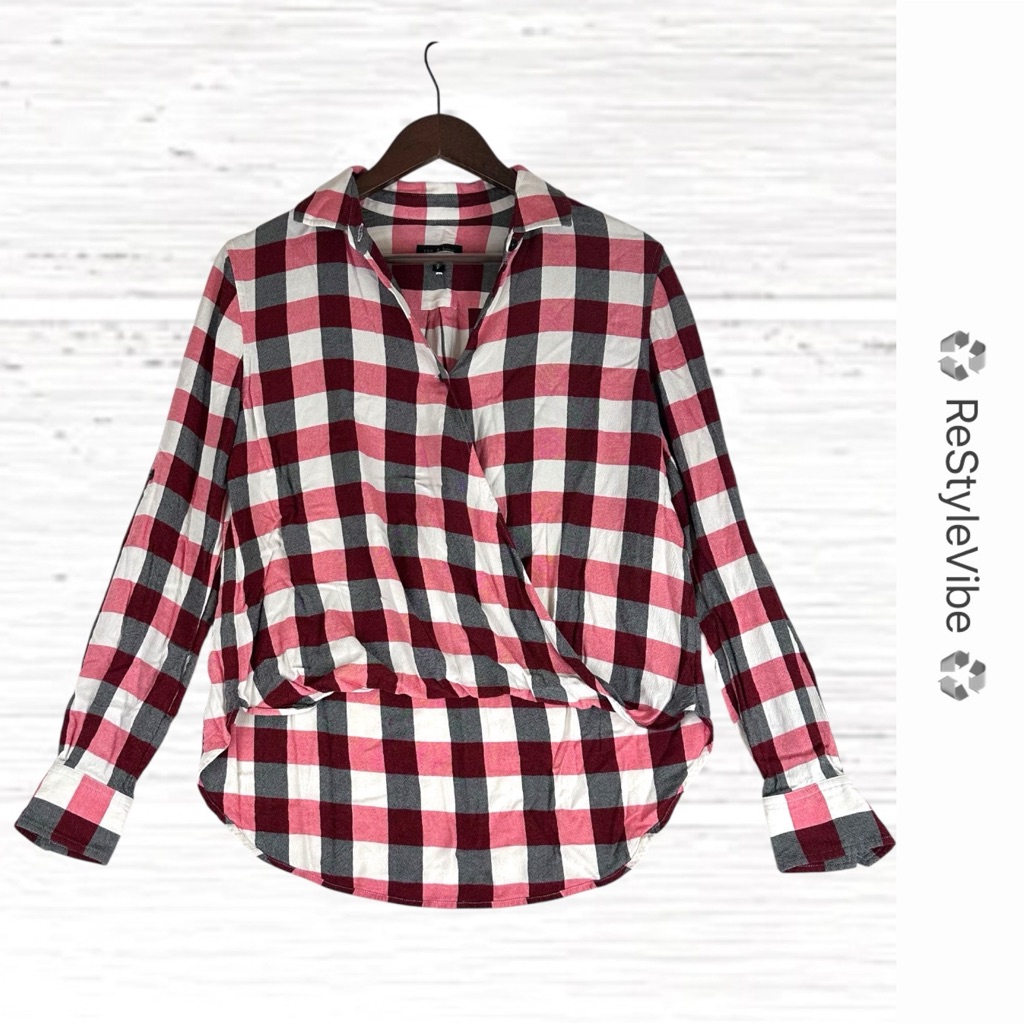 Rag & Bone Women’s Size S Shirt Top Blouse Plaid Long Sleeve V-Neck Style